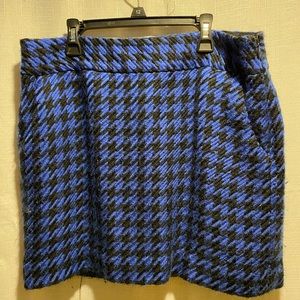 The Limited blue and black houndstooth tweed skirt